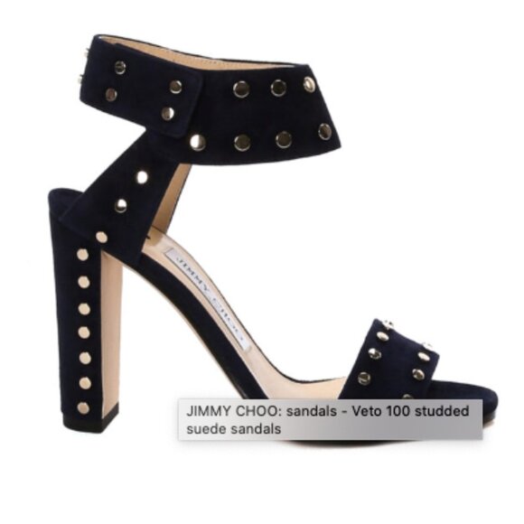 Jimmy Choo Veto 100 studded suede sandals - Navy - Size 40 - Picture 2 of 7